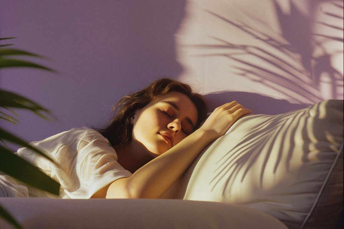 frau schläft auf einer Couch – Raumduft mit Lavendelöl
