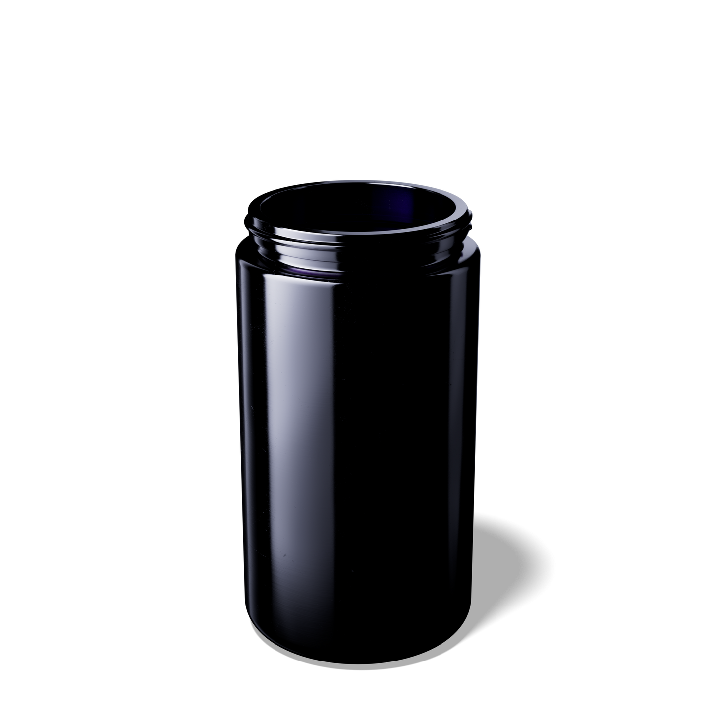 Weithalsbehälter aus Violettglas mit Deckel und Frischesiegel