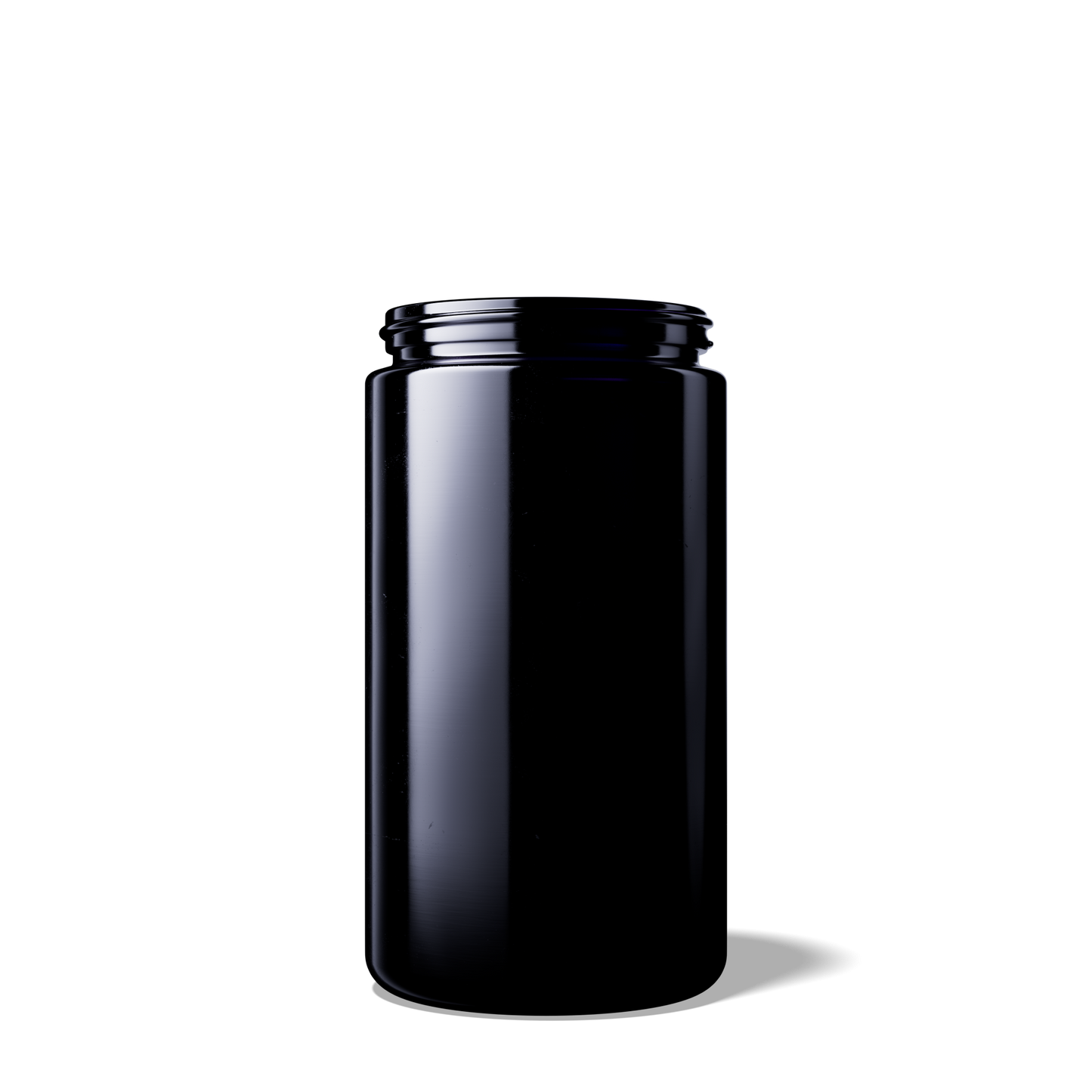 Weithalsbehälter aus Violettglas mit Deckel und Frischesiegel