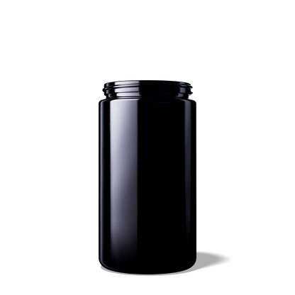 Weithalsbehälter aus Violettglas mit Deckel und Frischesiegel