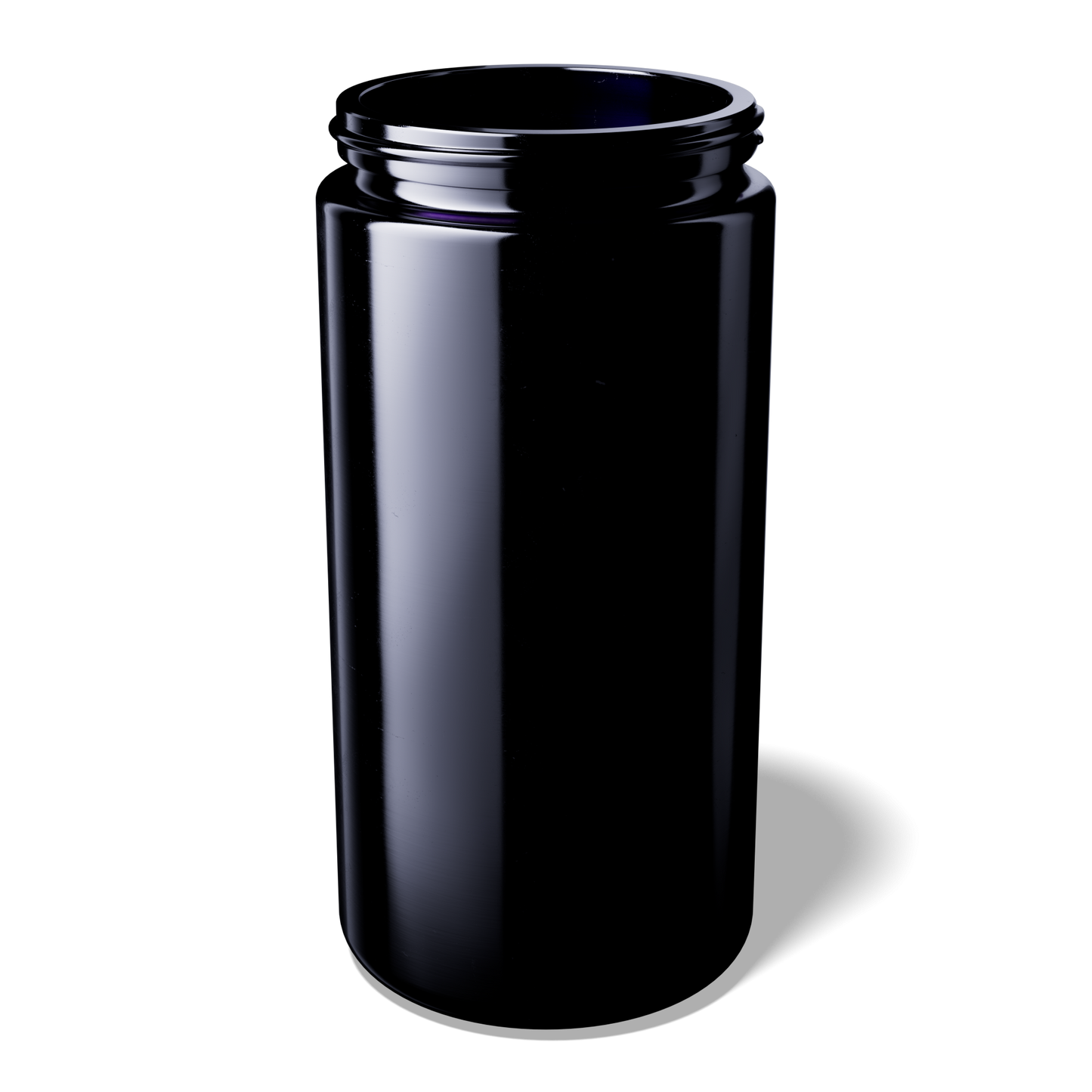 Weithalsbehälter aus Violettglas mit Deckel und Frischesiegel