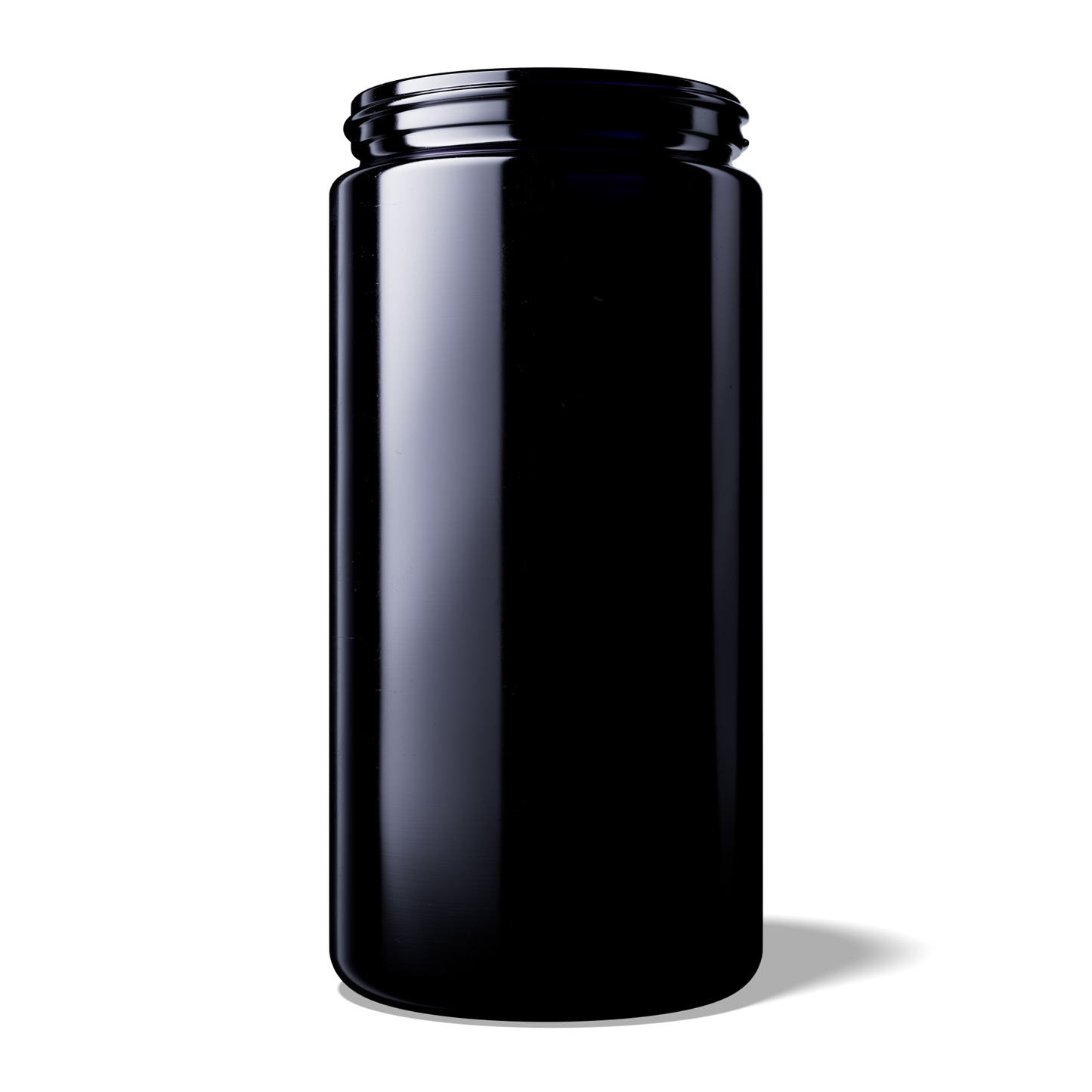 Weithalsbehälter aus Violettglas mit Deckel und Frischesiegel