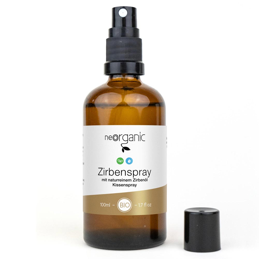 Bio Zirbenspray, Kissenspray und Raumspray mit ätherischem Zirbenöl 